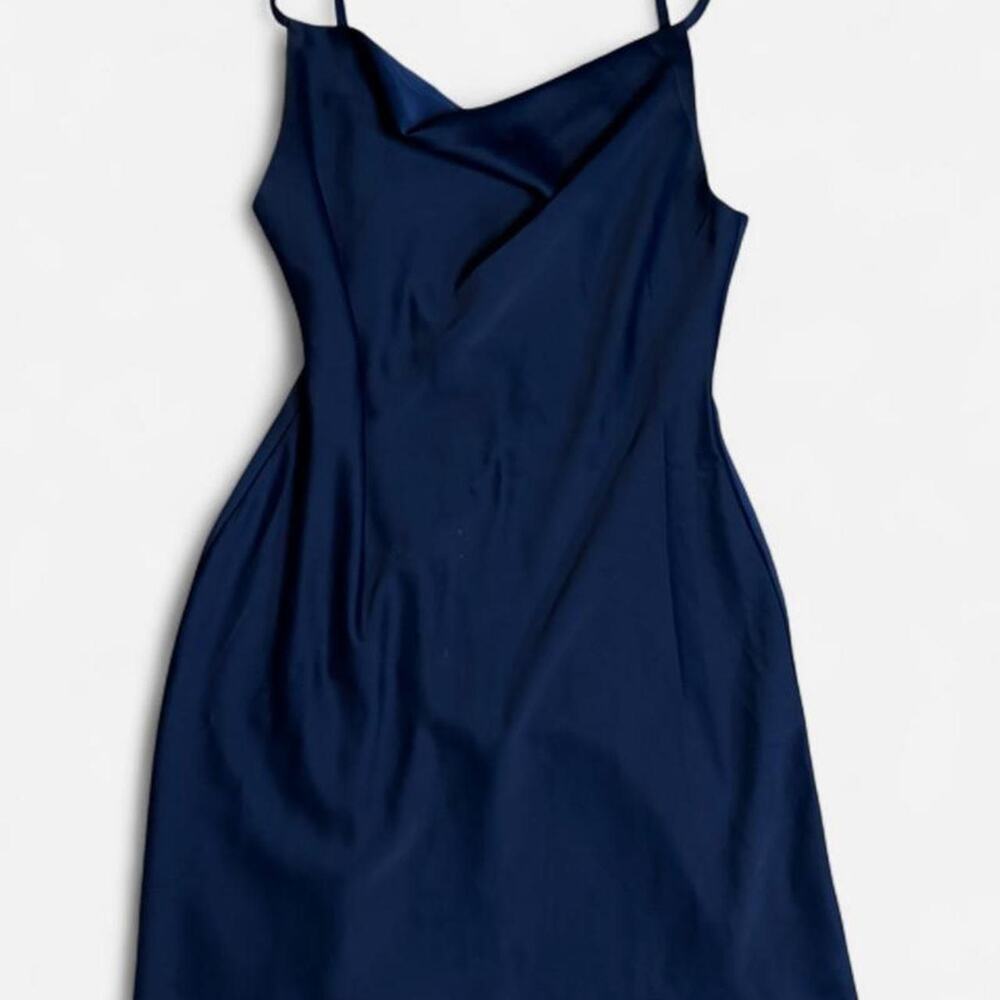 Urban Outfitters Navy Blue Satin Mini Dress - S